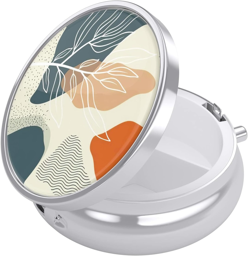 Nipichsha Pill Box, Küçük Pill Case for Purse & Pocket, Cute Travel Medicine Organizer, Portatif Tıp Konteynerleri Vitaminleri, İlaçları, Fish Oil & Supplement, Desert Leaf Leaf