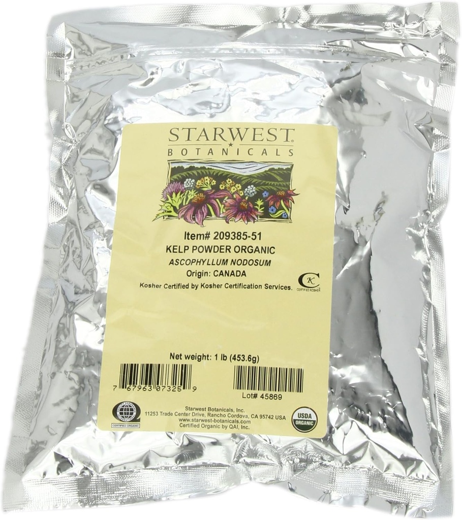 Starwest Botaniks Organik Kelp Toz, 1 Pound (Pack of 3)