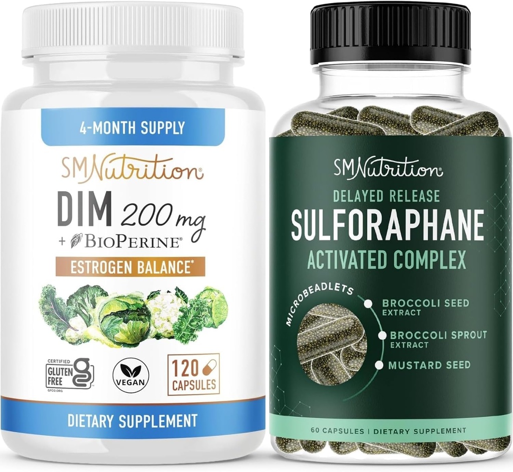 Sulforaphane Kompleksi 200 mg DIM Supplement for Advancedd Estrogen Balance for Women | Advanced Microbeadlet Technology Hormon Dengesi (60 Hizmet) Diindolylmethane Capsules (120 Hizmet) ile