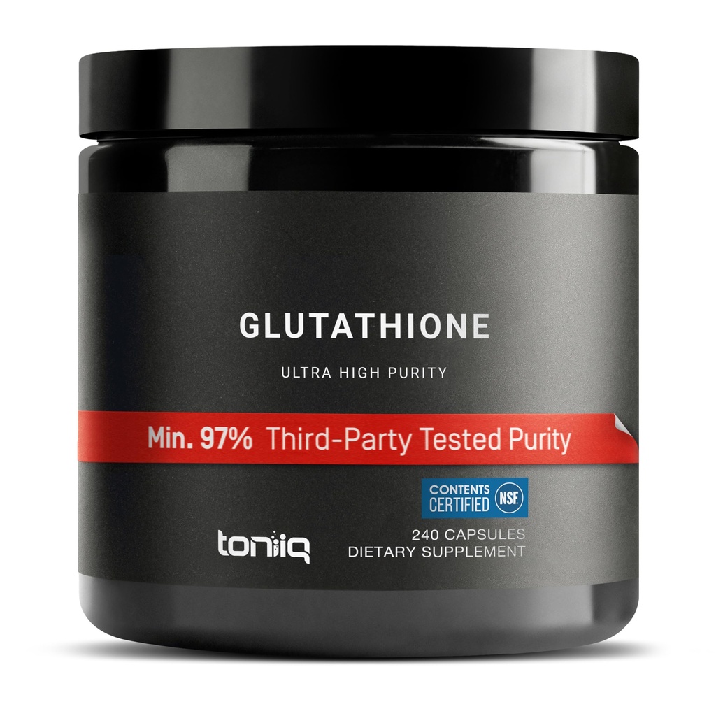 Toniiq Ultra High Strength Glutathione Capsules - 1000 mg Mekanik Formula - 98+ Yüksek derecede Purified and Bio available - Non-GMO Fermentation - 240 Capsules Azaltıd Glutathione Supplement
