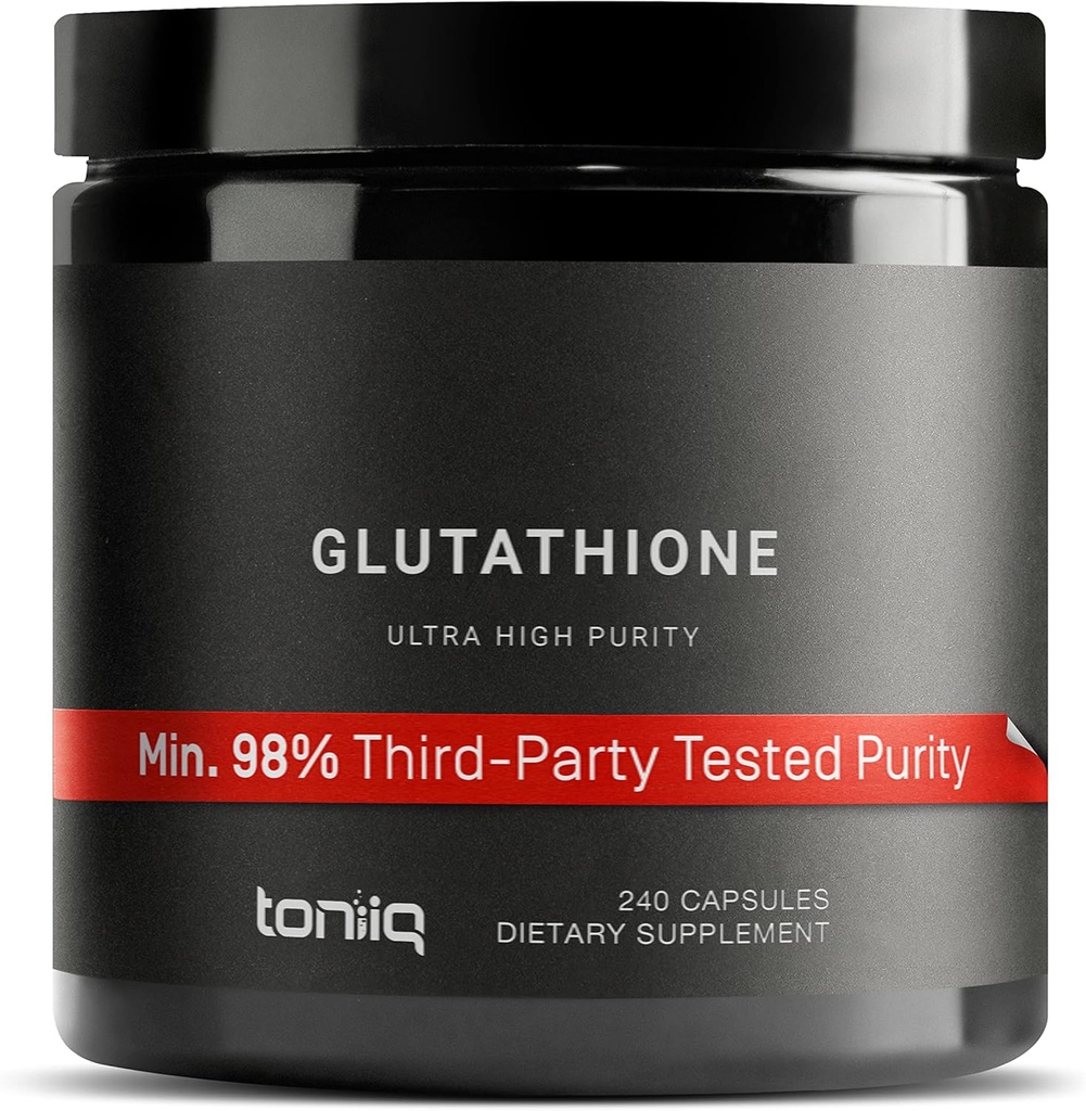 Toniiq Ultra High Strength Glutathione Capsules - 1000 mg Mekanik Formula - 98+ Yüksek derecede Purified and Bio available - Non-GMO Fermentation - 240 Capsules Azaltıd Glutathione Supplement