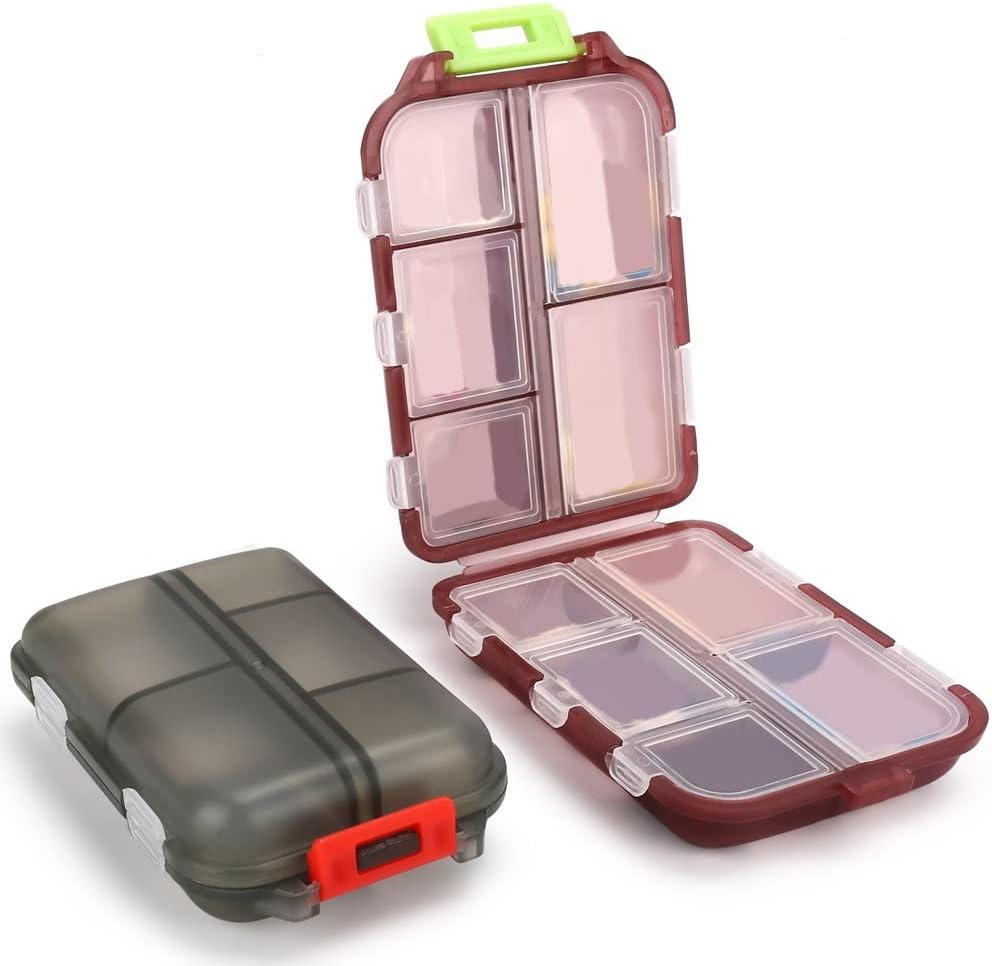 2 deploy Travel Pill Organizer Box, Portre Pill Case, Pill Box Akrilik, Farklı Tıplar için 10 Karşılaştırmalı
