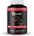 Qunol CoQ10 100 mg Softgels, Ultra CoQ10 100 mg, 3x Daha İyi Abpsiyon, Heart Health & Energy Production, Coenzyme Q10 Vitamins ve Supplements, 4 Ay Supply, 120 Kont