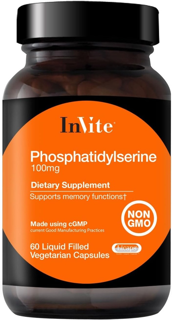 Πρόσκληση Υγεία Phosphatidylserine 100 mg - Υποστηρίζει τη Μνήμη και τη Γνωστική Λειτουργία, συμπεριλαμβανομένης της Συγκέντρωσης και Εστίασης - 60 Καψάκια χορτοφαγικών που γεμίζουν υγρό