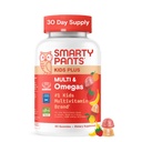 SmartyPants Kids Multivitamin Gummies - Geliştirilmiş Formula: Omega 3 (DHA/EPA), Vitaminler D3, C, B12, B6, A, K & çinko, Gluten Free, Three Fruit Flavors, 60 Count (30 Day Supply)