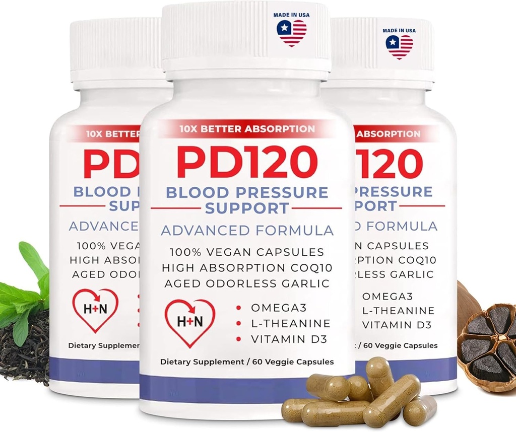 Yüksek Kan Basıncı Doğal, CoQ10, Nitrik Oksit, Black Odorless Aged,, Omega 3, L-Theanine, Vitamin D3 Kan Basıncı Desteği için