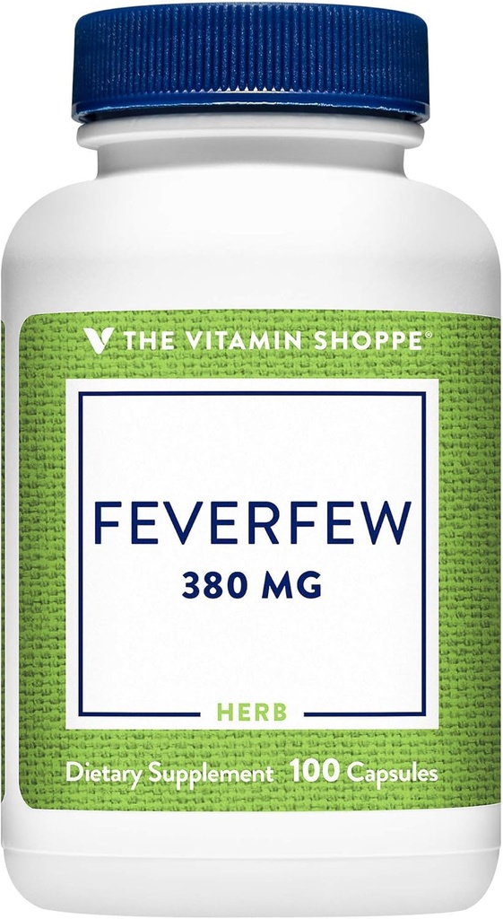The Shoppe Feverfew 380MG, A Traditional Herb, Once Daily (100 Capsules)