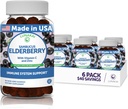 Lunakai Sambucus Elderberry Gummies με ψευδάργυρο & βιταμίνη C για ενήλικες & παιδιά - 100mg Black Elderberry Vitamins Immune Support Sup - Vegan, Non-GMO, No Corn Syrup - 6 Pack