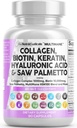 Temiz Nutraceuticals Collagen Pills 1000 mg Biotin 1000006 Keratin Saw Palmetto Hyaluronic Asit - Saç Skin & Nails Vitaminleri ve Vitamin Blocker E Folic Acid Seed MSM - 90 Count