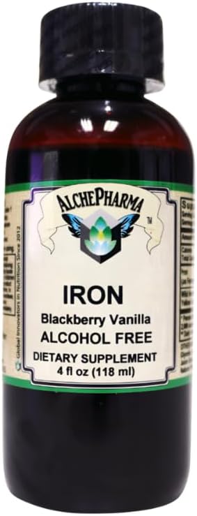 Iron Liquid (Gentle High Abpole Ferrous Bisglycinate Chelate) BlackBerry Vanilla 4 fl oz 24 servis