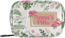Özel Pill Box 7 Günü Pill Case Bag Leaves Çiçekler Kişiselleştirilmiş Ad Seyahat Pill Organize Bag with Surface Portable Weekly Case Compact Boyut for Vitamin Supplement Sahibi