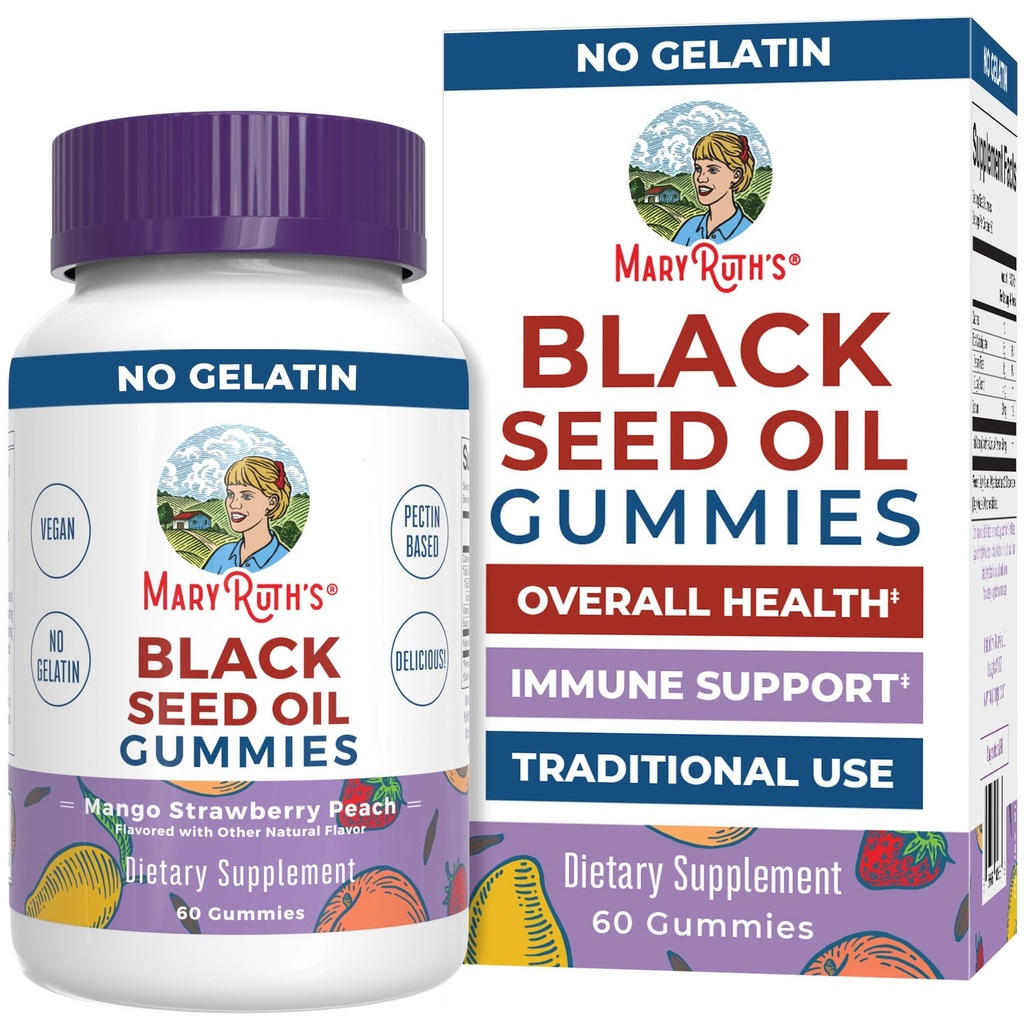MaryRuth Organics Black Seed Oil Gummies | Black Cumin Tohum Yağı Tamam | Geleneksel Olarak Immune Support & Cardiovascular Health | Vegan | No Gelatin | Pectin Temel | 60 Gummies
