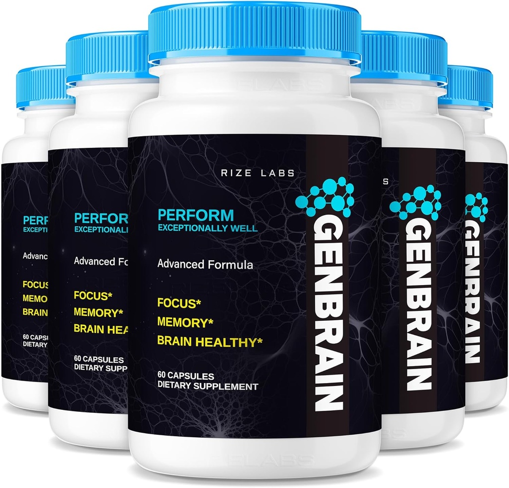 rize labs GenBrain Memory Supplement, Extra Strength Brain Support Capsules, Advanced Memory Complex, Pure All-Natural Pills - Pack of 5(300 Capsules)