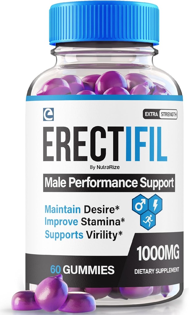 Erectifil Gummies, Erectifil 1000 MG Gummies, All- Natural Formula Support for Men, Premium Erkek Supplement for General Health and Peak Performance, E tirecfil Gomitas Yorumlar (60 Gummies)
