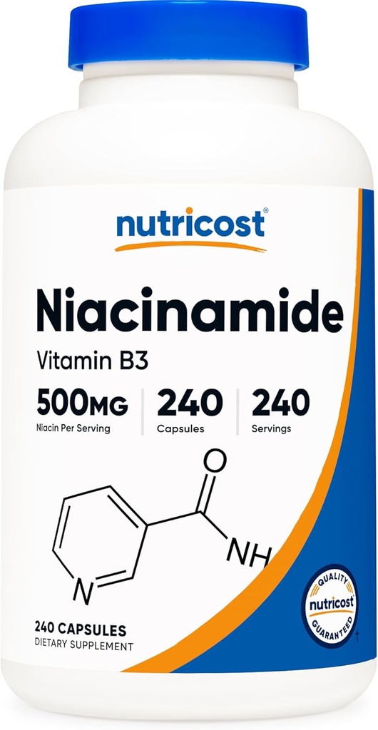 Nutricost Niacinamid (Vitamin B3) 500 mg, 240 Capsules - Non-GMO, Gluten Free, Flush Free Vitamin B3
