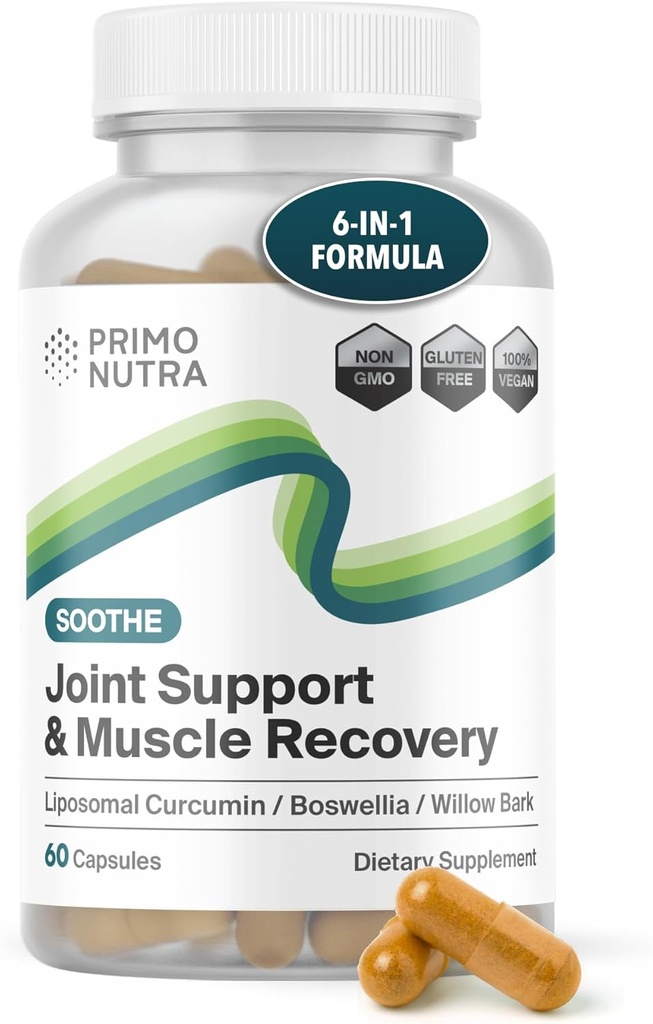 Fast Acting Joint Health Supplement - Liposomal Curcumin, Boswellia serrata, White Willow Bark, Turmeric Supplement with Black Pepper 6in-1 Ortak Destek Supplement (60 Capsules)