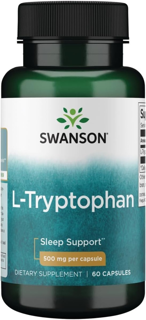 Swanson L-Tryptophan - Amino asit Supplement - Rest & Relaxation - (60 Capsules, 500 mg each)