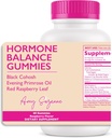 Hormone Balance Gummies for Women - Hormone Harmony for Mood, Energy, Bloating - Hormonal PMS, Perimenopause & Menopause Support - Red Raspberry Leaf & Black Cohosh - 60 Gummy Supplements