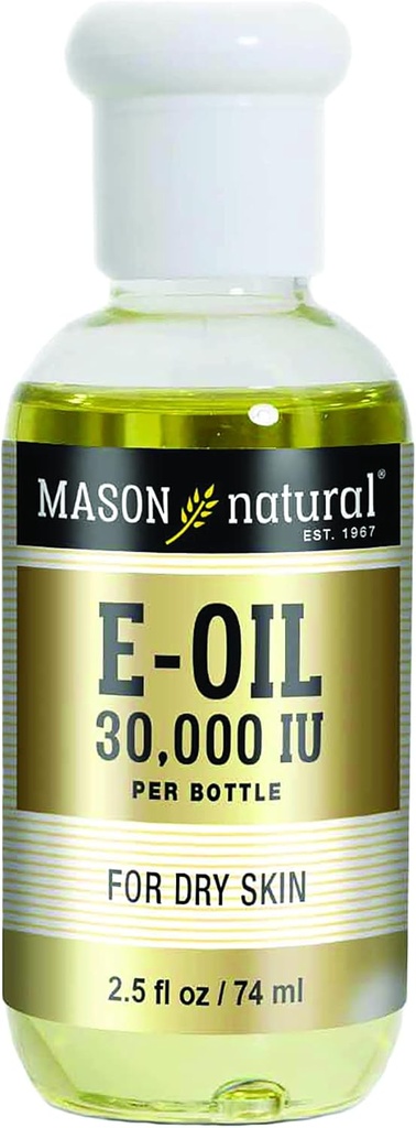 MASON NATURAL Vitamin E Oil, 30000 iu, Vejetaryenler için uygun, En İyi Şekilde Dull'u Yardım Etmek, Kuru Skin veya Antioksis ve Anti-Aging Faydaları için Diyetsel Tamam Al, 2.5 Fl Ozu