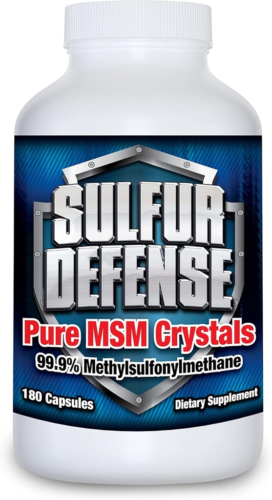 Sulfur Savunma Opti-MSM 99.9% Pure MSM Toz Capsules, ABD'de Made in USA, Organic Torchsulfonylmethane, non-GMO, Gluten-Free, Immune System Alert, Soothes Joint Pain, Younger Skin, Hair, Nails, 180 caps