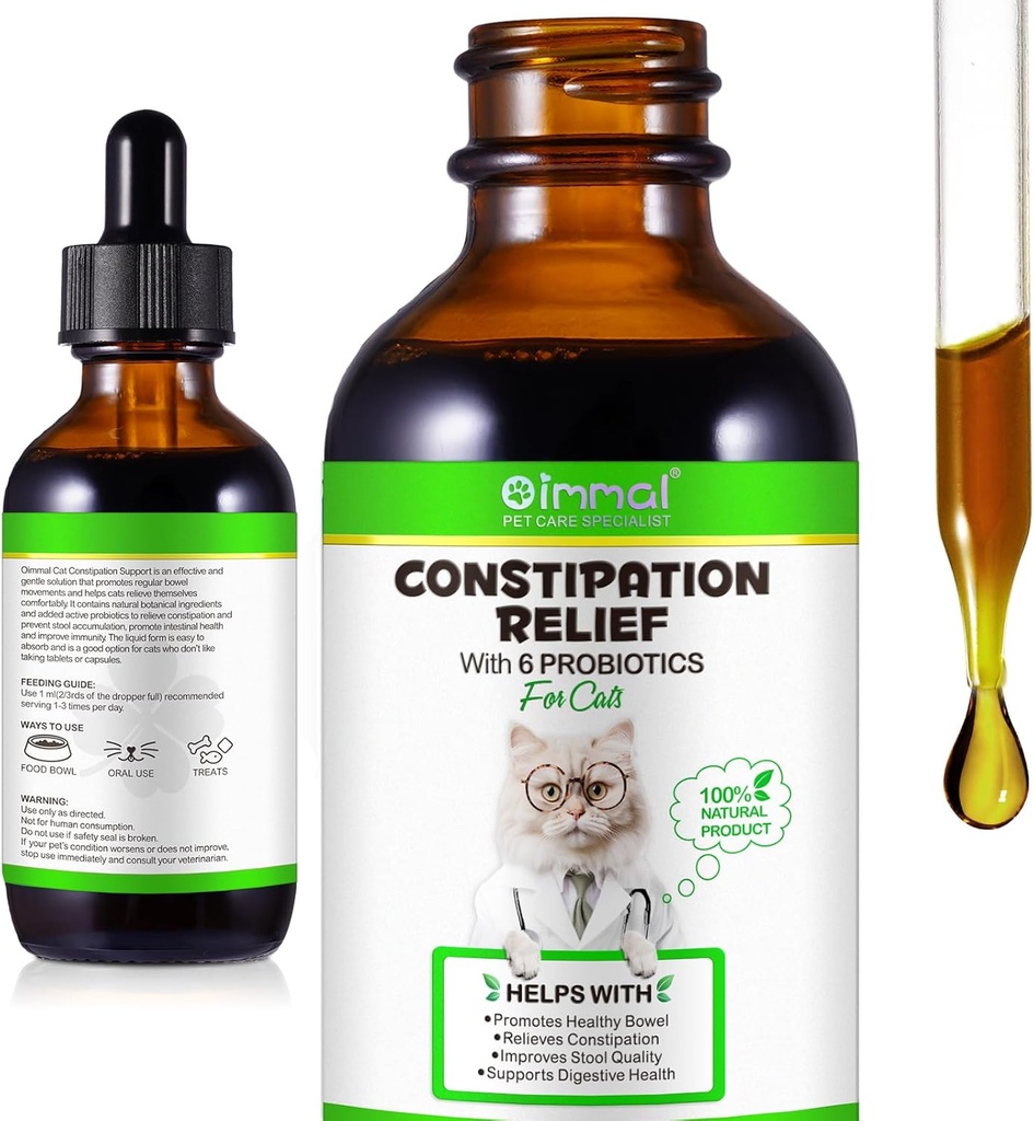 Cat Constipation Relief, 2 Fl Oz Constipation Relief for Cat, Cat Laxative Constipation Relief, Stool Softener, Supports Digestive Health