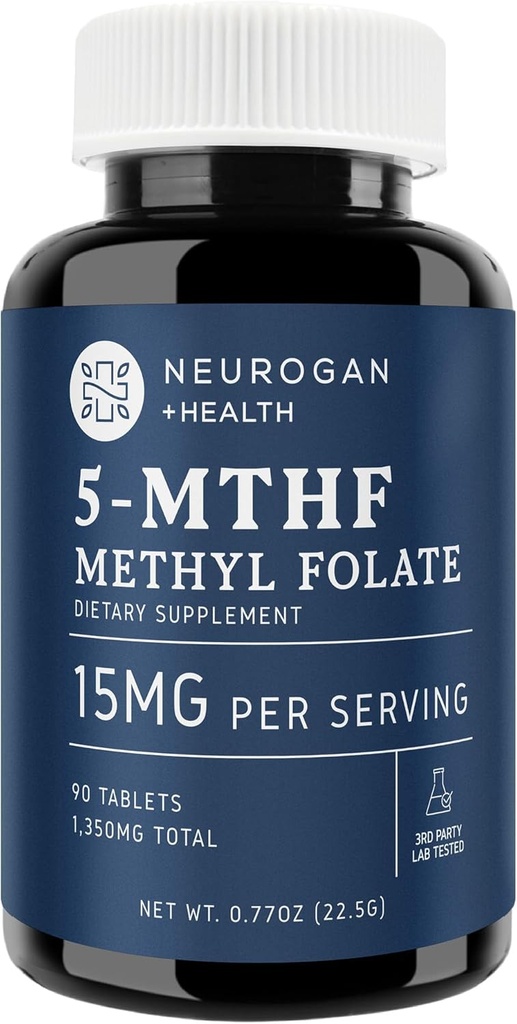 Nörogan L-5-MTHF Metil Folate Supplement, 15 mg - Active Folic Acid- Vegan, Gluten-Free & Non-GMO - Supports Cognitive, Cardiovascular & Mood Health - ABD'de 90-Day Supply