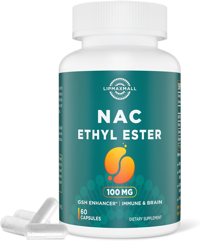 N-Acetyl Cysteine Ethyl Ester 100 mg-More Abxia Than 1000 mg NAC-With Glycine 600 mg-Benefit Glutathione-Good for Immune System & Antioksi for Yetişkinler,NACET(60 Capsules-1 Pack)