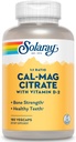 SOLARAYelli Magnezyum Citrate 1:1 Oran w/Vitamin D 2 - Kadınlar ve Erkekler için Gıda Supplements - Kalsiyum 1000 mg, Magnezyum 1000 mg - Bone Health Support - 60-Day Garanti, 30 Hizmet, 180 VegCaps