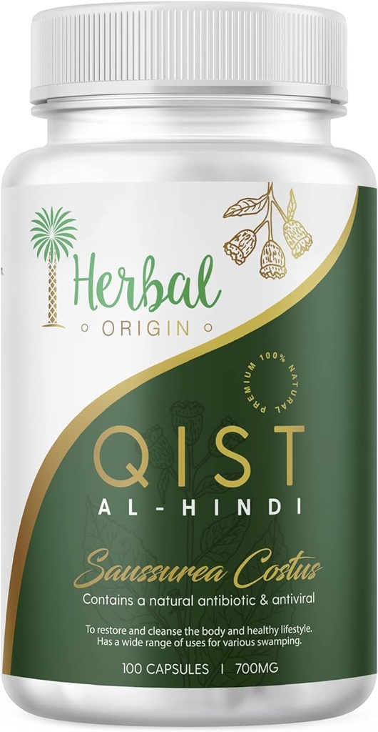 Qist Al-Hindi (Saussurea Costus) | Natural Pure Supplement | Premium Sort Of Costus Root (Her Şişe - 80 Vegan Capsule 700 mg)