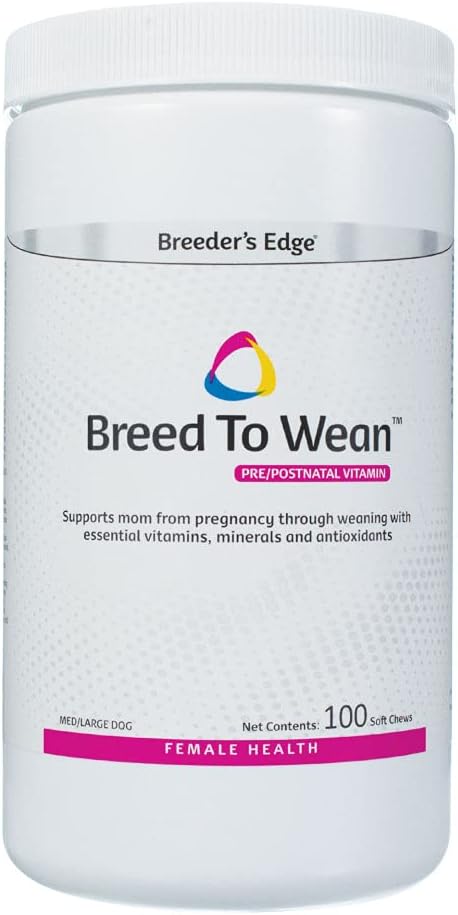 Breeder's Edge Wean, Prenatal ve Postnatal Multivitamin for Dogs and Cats, Supports Hamile ve Hemşire Anneleri, Antioksis, Vitaminler ve Mineraller, Orta ve Büyük Köpekler için 100 ct,