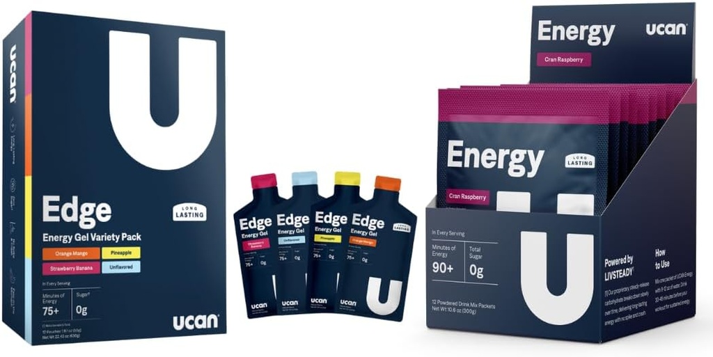 UCAN Eğitim Başlangıç Paketi, Edge Energy Gel Çeşitli Paketi, Enerji Toz Cran-Raz, Pre & Post Men and Women | Vegan ve Keto Friendly