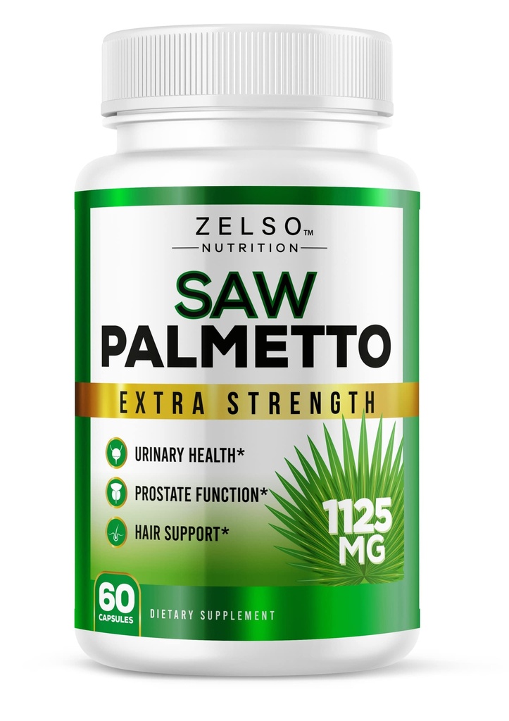 Saw Palmetto Prostate Supplement for Men, 3-in-1 Benefits, Extra Strength DHT Blocker for Hair Growth and Beta Blocker for Urinary Health, Potent Prostate Function Support, 30 Day Supply (60 Count)