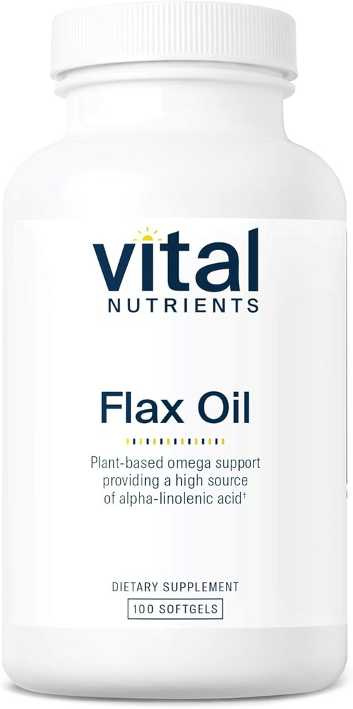 Vital Nutrients Flax Tohum Yağı 3000 mg | Soğuk Basınlı Flax Yağı Kalp Sağlığı için ALA'nın Yüksek Teşviki* | Gluten, Süt ve Soy Free | Non-GMO | 100 Softgels