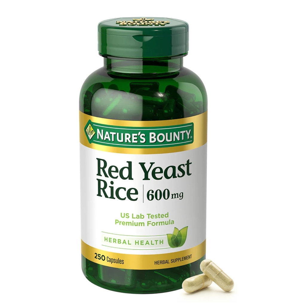 Nature's Bounty Red Yeast Rice, Herbal Supplement, 600 mg, 250 Capsules