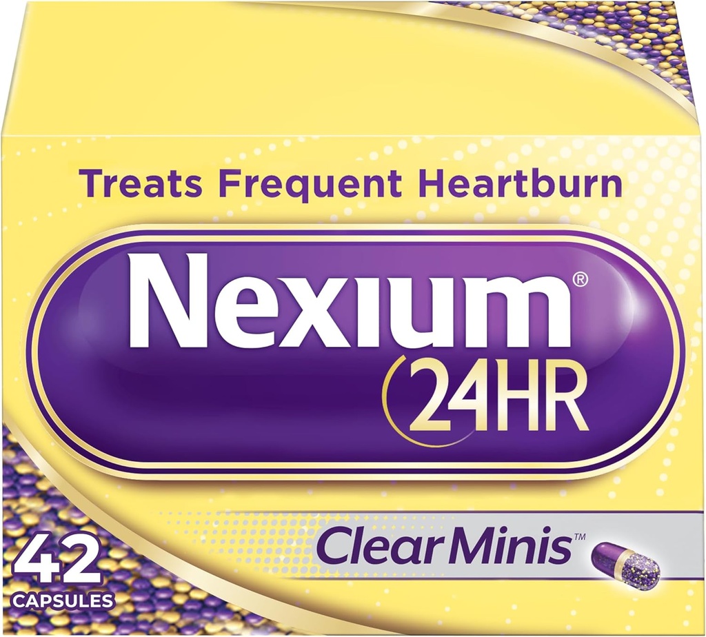 Nexium 24HR ClearMinis Acid Function Heartburn Relief Gecikme Kapsülleri All-Day And All-Night Protection From Frequent Heartburn, Heartburn Medicine With Esomeprazole Magnezyum - 42 Count
