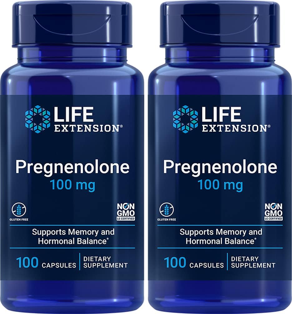 Life Extension Pregnenolone 100 Mg 100 Caps 2Pack (200 Count)