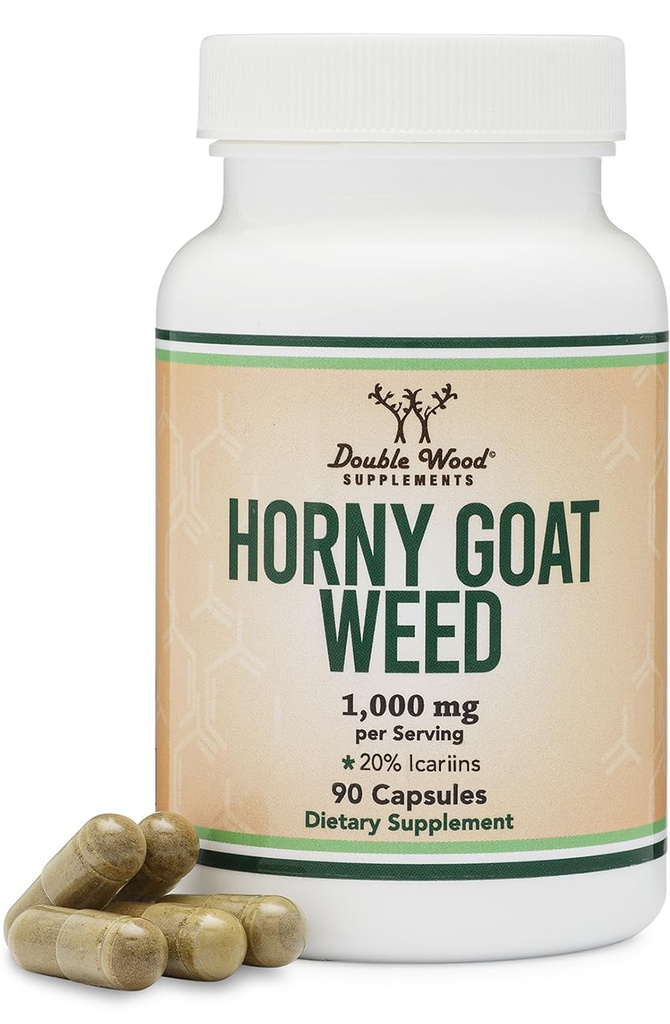 Horny Goat Biz Erkekler ve Kadınlar için - No Fillers (Max Strength Epimedium Std. to% 20 Icariins) hizmet başına 1000 mg, 90 Capsules (Male Enhancing Supplement) Double Wood