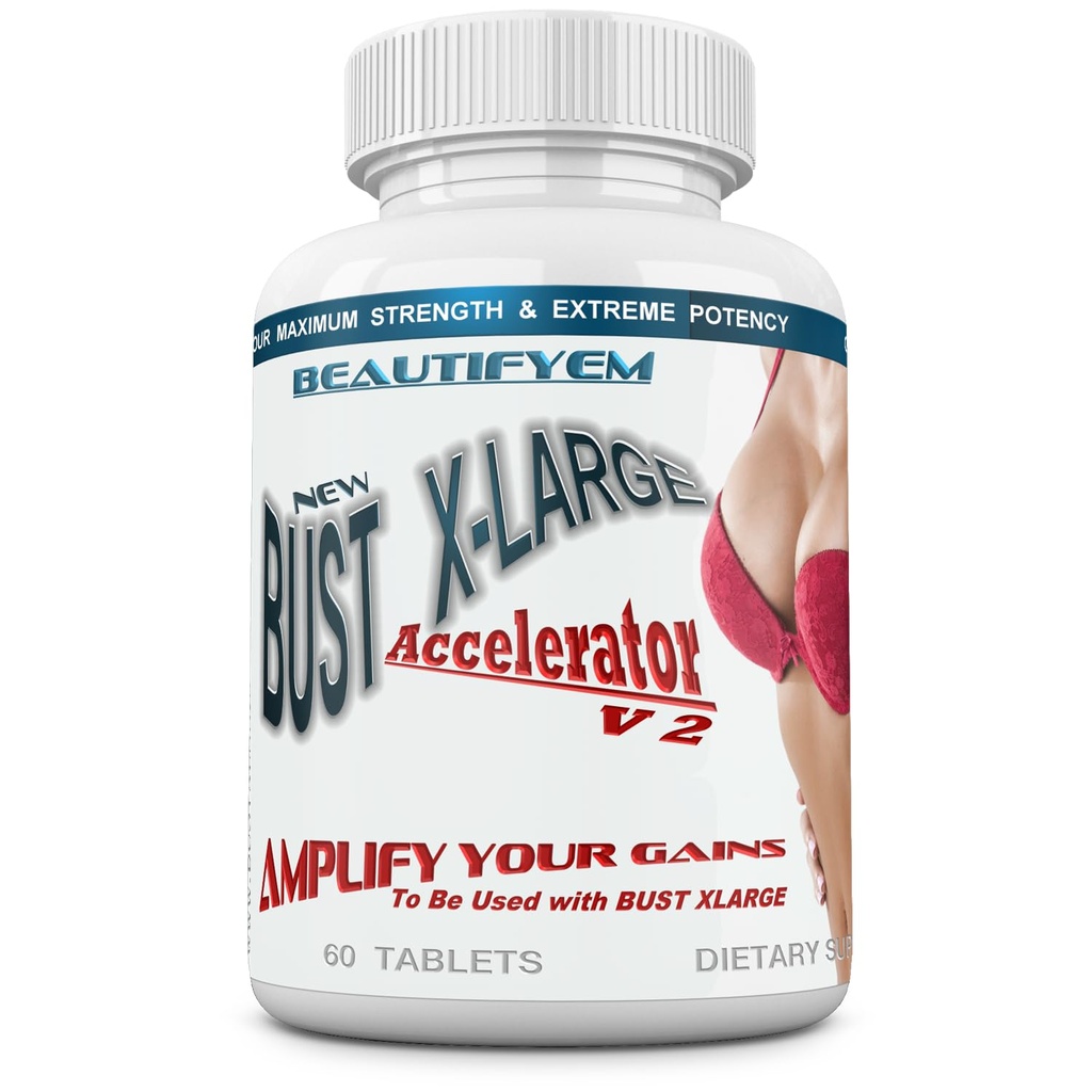 Bust X-Large Accelerator to be Used with Bust X-Large for Faster and Bigger Gains. Natural Breast Enlargement, Bust Enhancement – Get Larger, Fuller, Firmer Bigger Breasts. 60 Tablets.