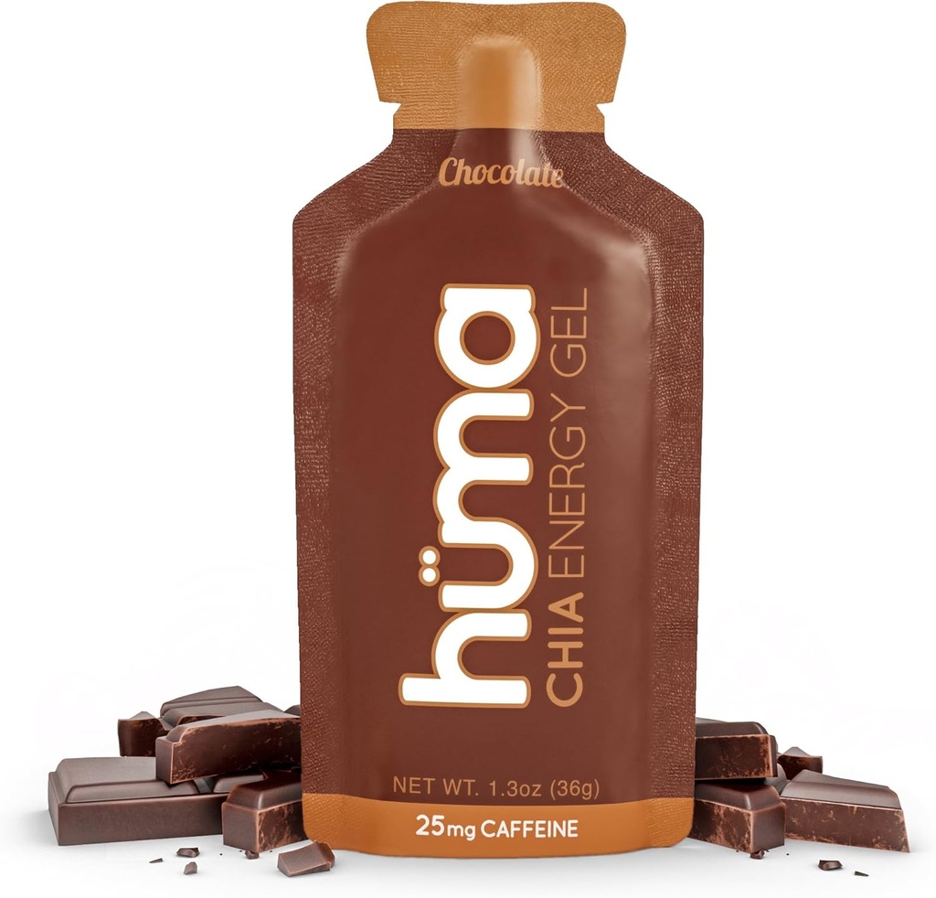 Huma Chia Energy Gel, Chocolate, 12 Gels, 25 mg Caffeine - Endurance Egzersiz Egzersiz Beslenmesi