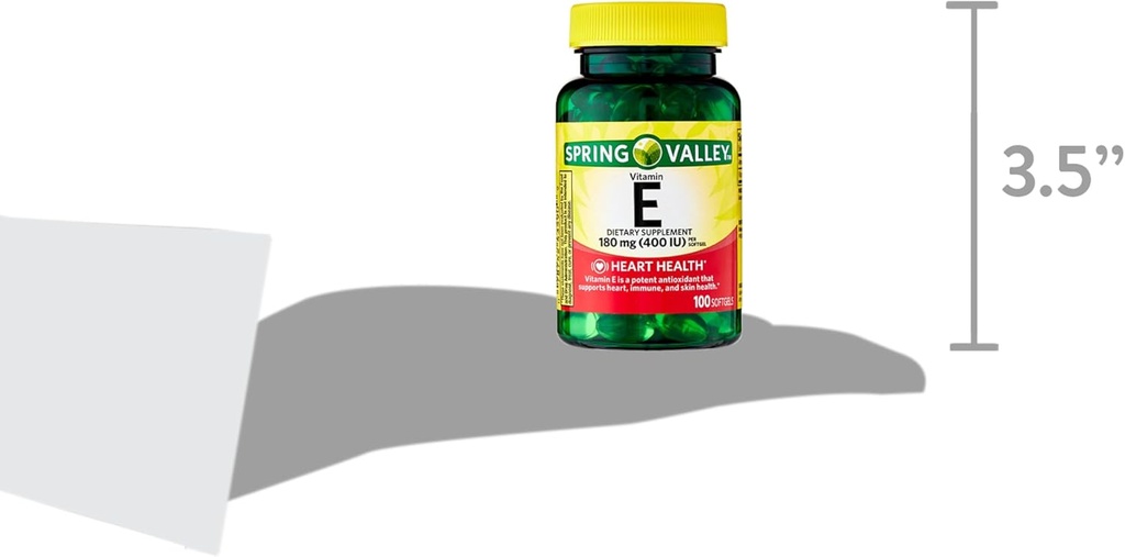 Spring Valley Vitamin E Heart Health Diyetary Supplement Softgels, 180 mg (400 IU), 200 Count