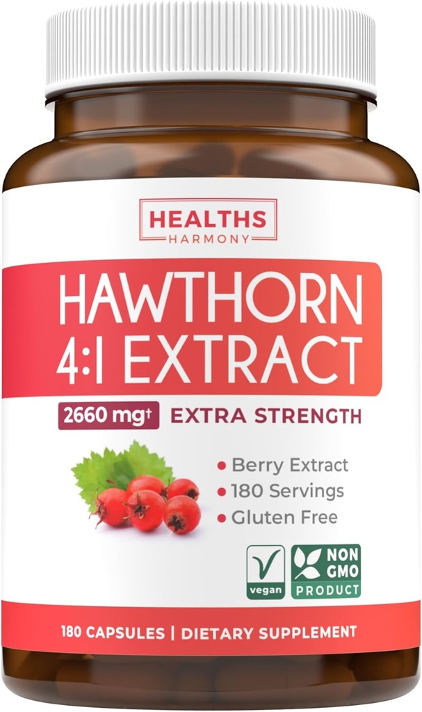 Super Potent Hawthorn Berry Extract Κάψουλες - Hawthorn Berry συμπλήρωμα Made from Extra Strength Concentrate to Support Heart and Digestive Health - Vegan Non-GMO & Gluten Free (6 Μήνες Προσφορά)