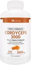 ML Naturals Triple Strength Cordyceps 3000 Made with Organic Cordyceps, 240 κάψουλες λαχανικών. Υγιής Ανοσολογική Υποστήριξη, Μη-GMO, NSF-Certified & cGMP-Compliant Τρίτο-Party Lab Tested.