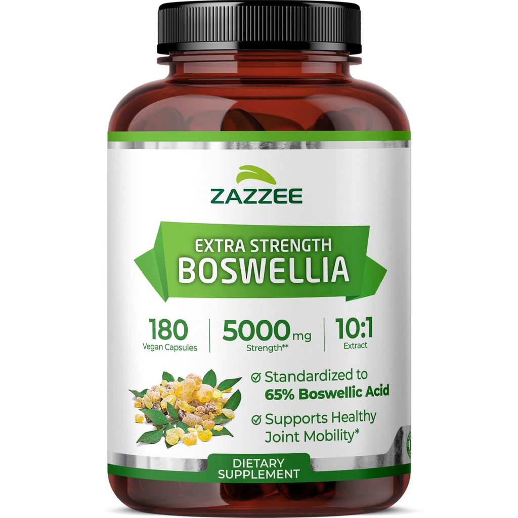 Zazzee Ekstra Kuvvet Boswellia 10:1 Ekstraksiyon, 65 Boswellic Acid, 180 Vegan Capsules, 6 Ay Supply, Boswellia Serrata, Ortak Konfor, Hareketlilik ve Flexability Support, Non-GMO, Made in the USA