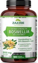 Zazzee Ekstra Kuvvet Boswellia Serrata 10:1 Ekstraksiyon, 5000 mg Güçlü, 65 Boswellic Asit, 180 Vegan Capsules, 6 Ay Supply, Standardized 10X High Potency, 100% Vegetarian, All-Doal, Non-GMO