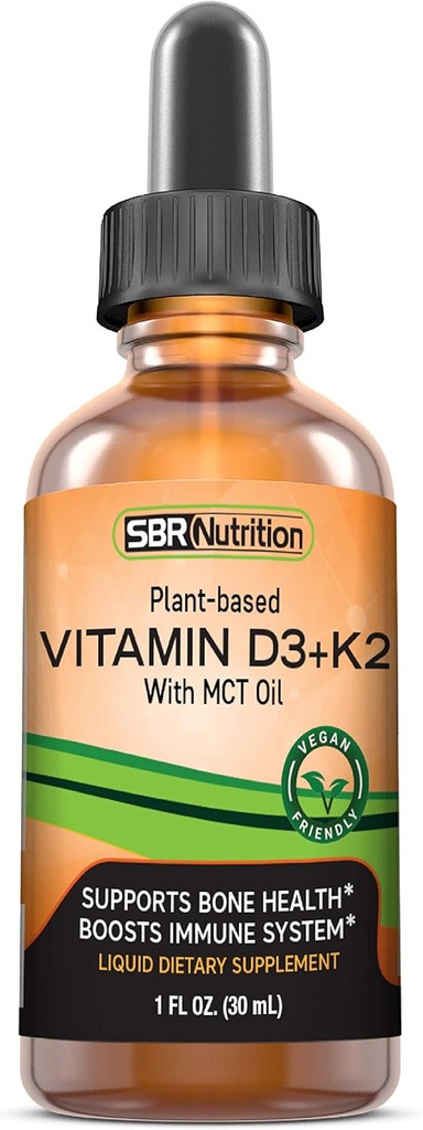Vegan D3 + K2 (MK-7) MCT Oil, Peppermint Flavor ile sıvı damlaları, Güçlü Kemikleri ve Sağlıklı Kalpleri Destekleyebilir
