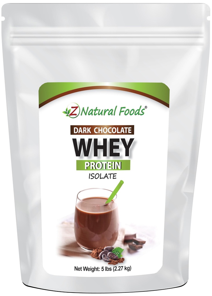 Z Doğal Gıdalar Dark Chocolate Whey Protein Isolate, Doğal Protein Toz Sıfır Şeker ile Zenginleştirilmiş Enerji Güçlendiricisi ve Kilo Kayıpları, Gluten Free, Non-GMO, 5 lbs
