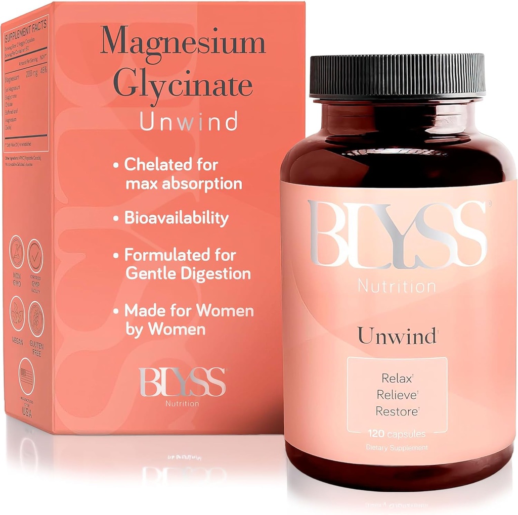 Magnezyum Bisglycinate Capsules for Women - 200 mg Chelated Glyci Magnezyum Supplement - Natural Supplements to Support Sleep, Mood Support & Muscle Cramps - 120 ctt