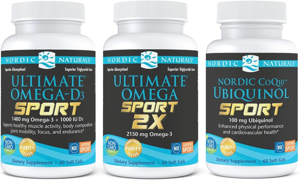 Nordic Naturals Sport Start Pack - CoQ10 Ubiquinol, Ultimate Omega 2X, Ultimate Omega D3