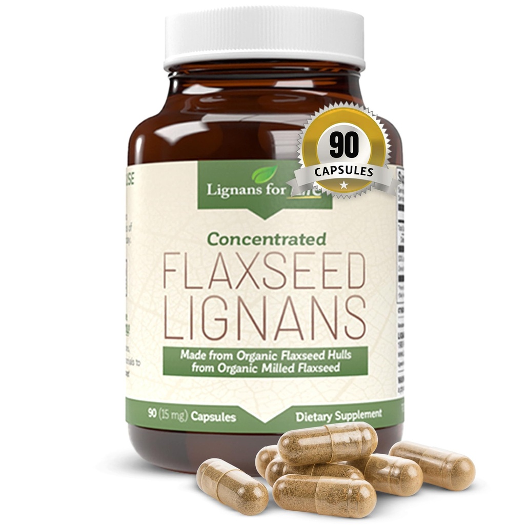 Lignans For Life Flaxseed Lignans for Dogs & People - Organik Flaxseed Supplement for Hormon Support, 15 mg 90 Capsules, Flax Seed for Dogs & Women, High-Fiber