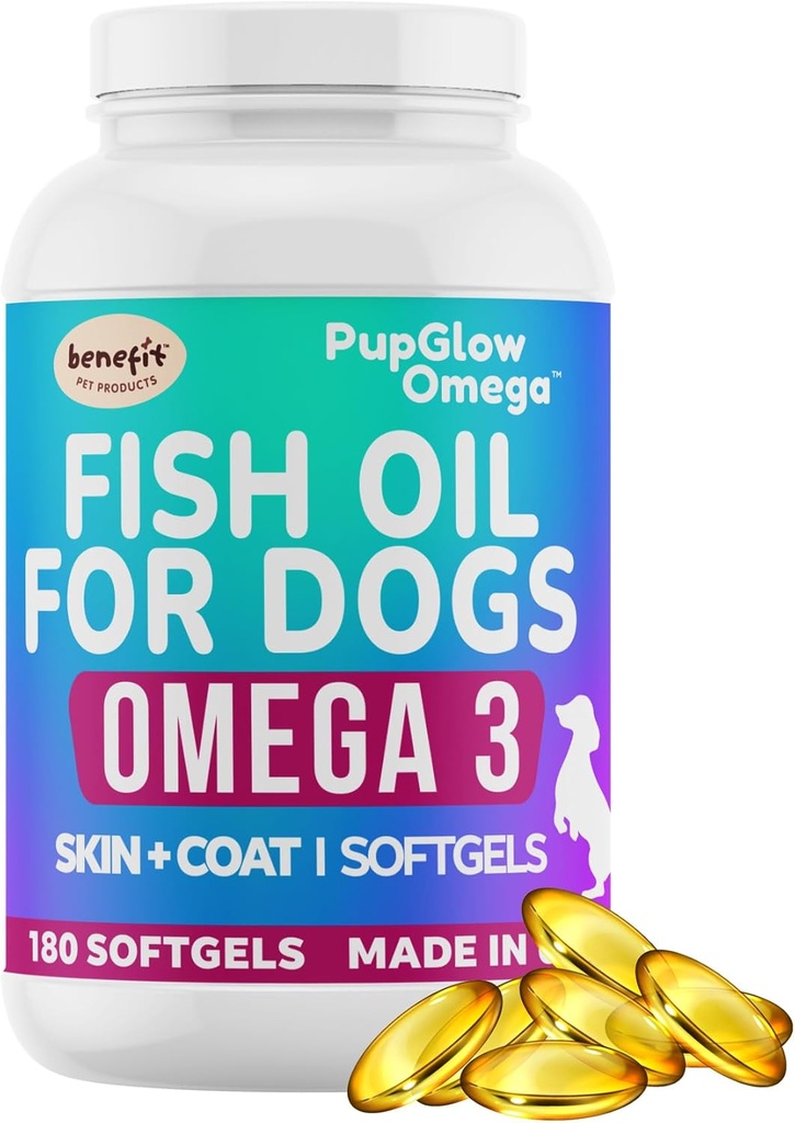 Omega 3 Köpekler için Balık Yağı - 120 Yumuşak Hedefler - Köpekler için Skin & Coat Supplement Supplement, Supports Health Skin, Coat, Joints, Heart & Immune System, Premium Fish Oil Supplement for Dogs - Made in USA